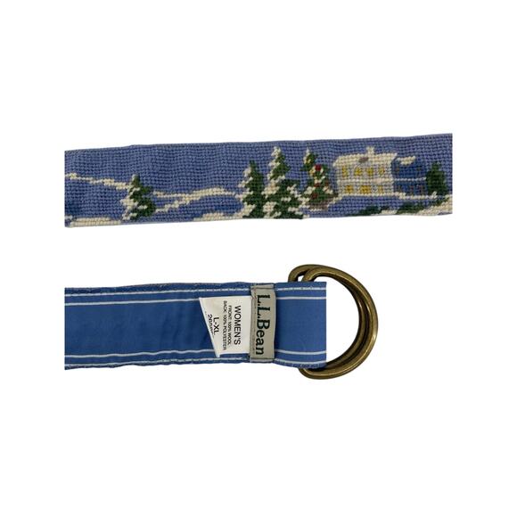 L.L. Bean Needlepoint Alpine Winter D-Ring Belt Sz L-XL Wool main image 6